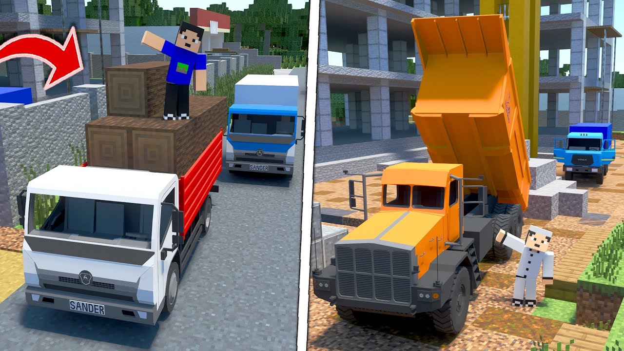 Addon Mobil Truk Muat dan Dump Truk Besar dan Keren di MCPE