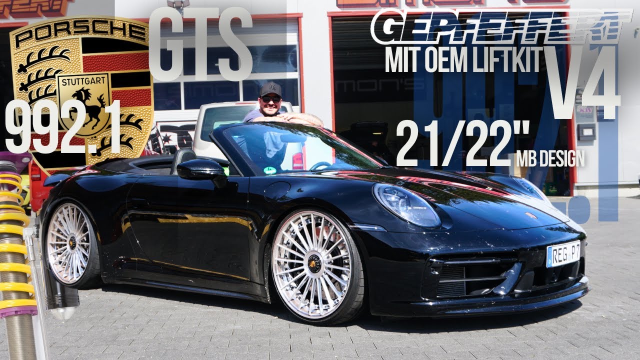 Porsche Carrera 4 GTS Cabrio mit gepfeffert KW V4 (OEM Liftkit) mit 21/22