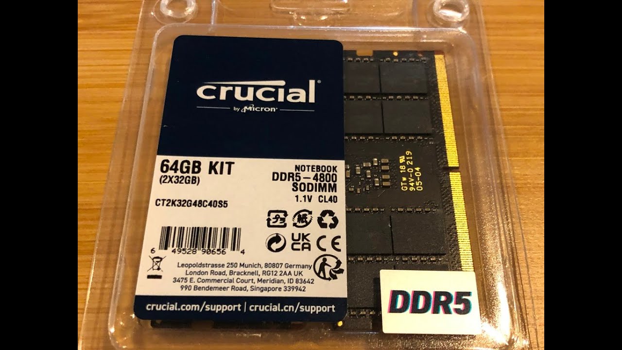 Look @ UnBoXing Crucial  64GB DDR5 4800 MHz SO-DIMM Memory Kit 2 x 32GB Upgrade for Alienware x17 R2