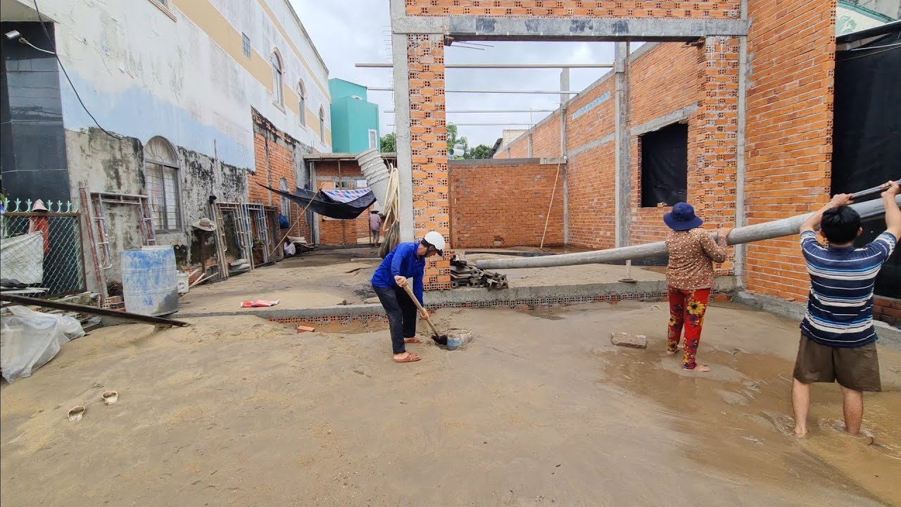 Quá trình bơm 1 chuyến cát vàng Campuchia san lấp nền nhà/Sand pumping process for house foundation