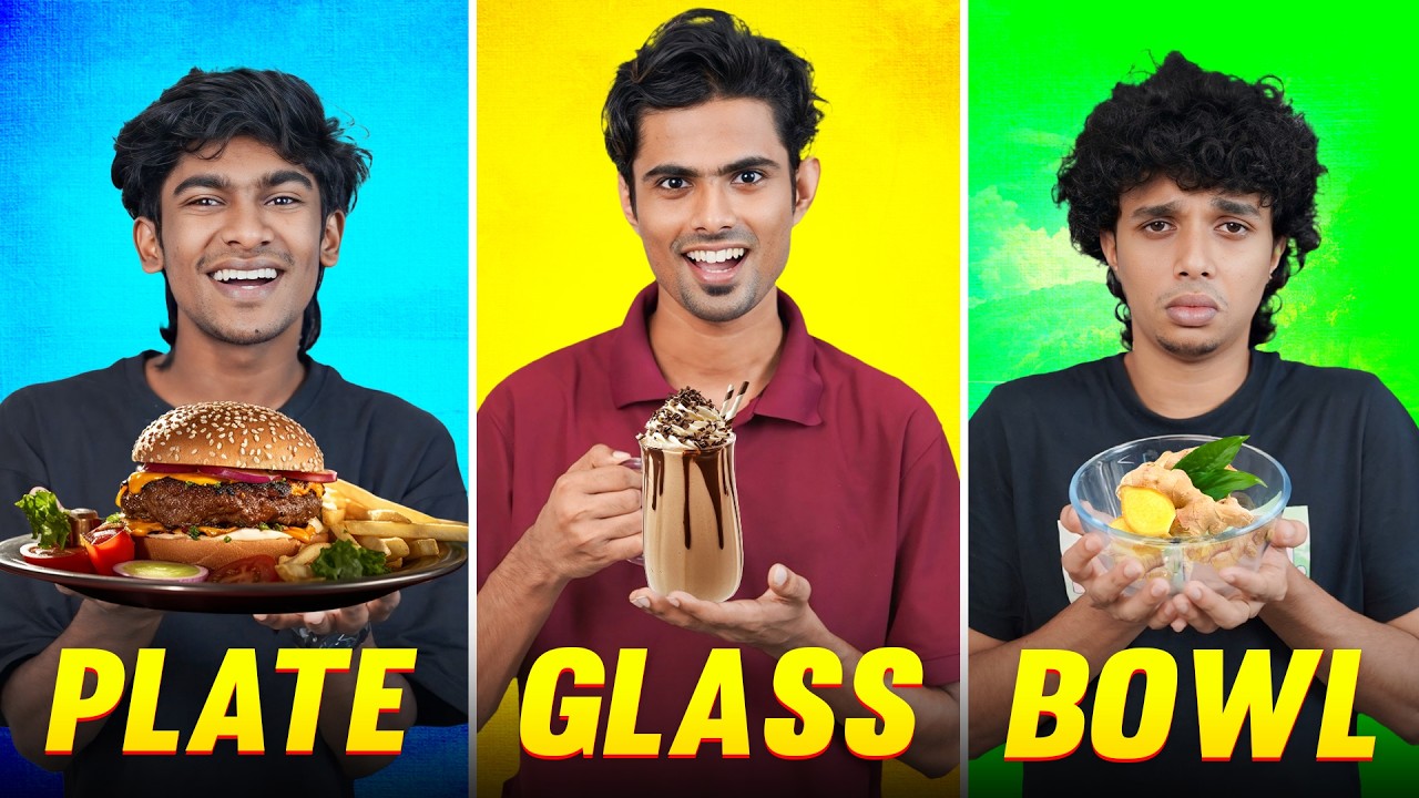 PLATE vs BOWL vs GLASS Food Challenge 🤩 Good or Bad 😨