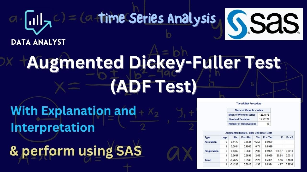 Augmented Dickey-Fuller (ADF) Test Explained with SAS + Interpretation