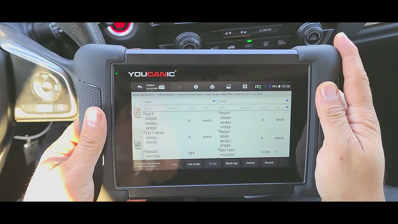 Honda Vehicle Diagnosis Health Check + Live Data with YOUCANIC Scanner