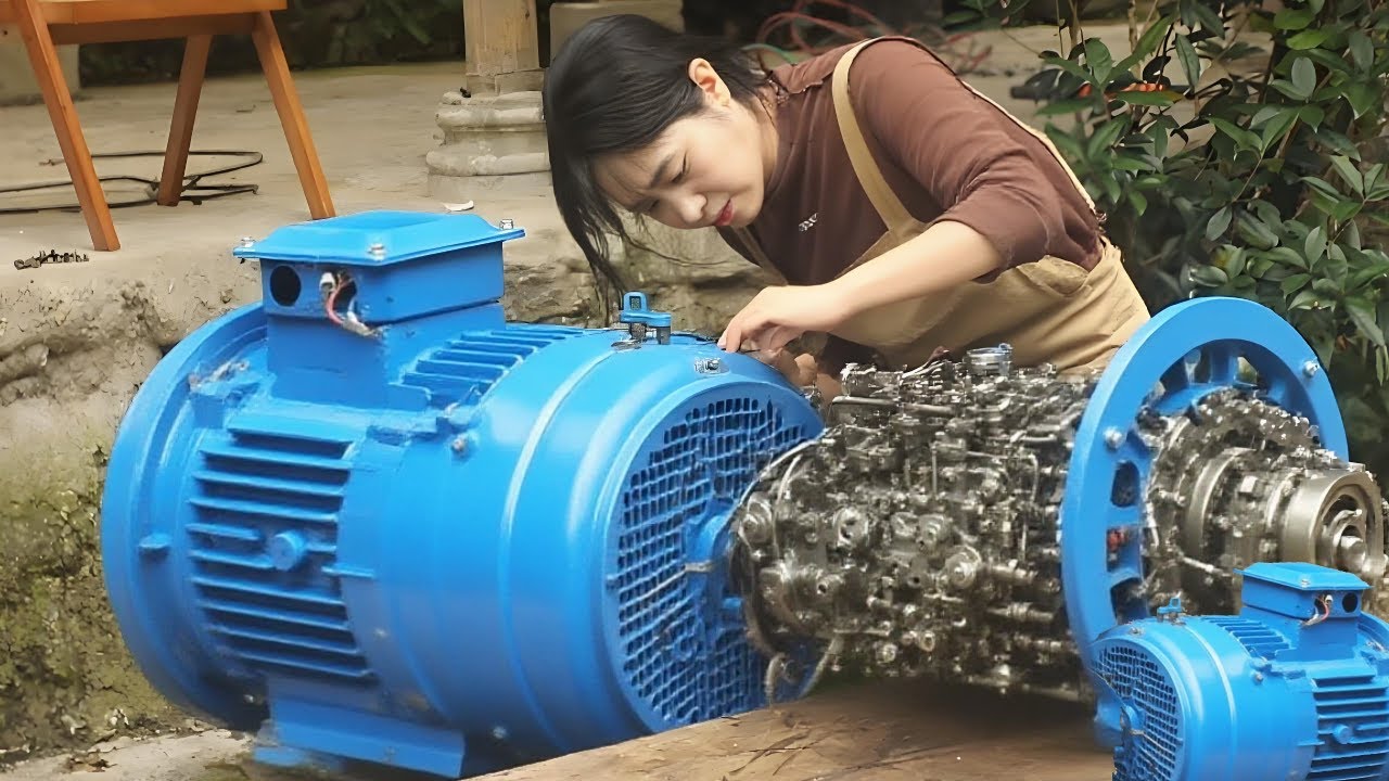 💡镇上搅拌厂的电机坏了，11kw缺相烧掉的，天才女孩花了三天成功修好！The motor of the town's mixing plant broke down！林果儿