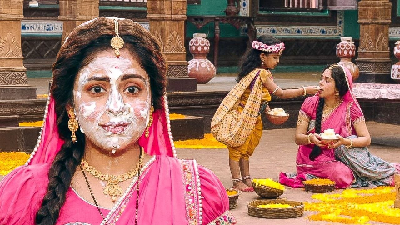 श्री कृष जी ने मैया  के  चेहरे   पर लगाया माखन || Yashomati Maiyaa Ke Nandlala ||