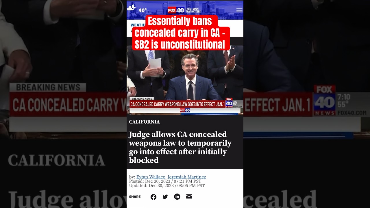 Concealed carry is essentially banned in CA. #2anews #gun #california