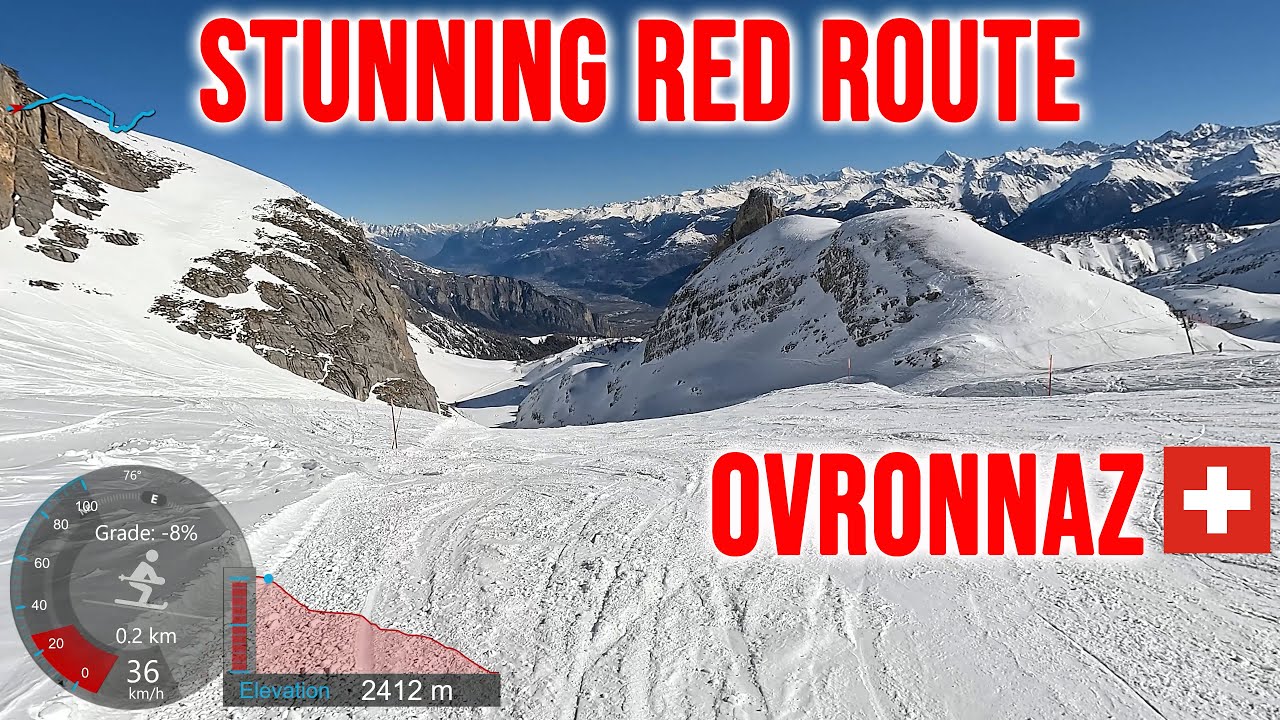 [4K] Skiing Ovronnaz, Stunning Red Route - Top to Bottom, Valais Switzerland, GoPro HERO13