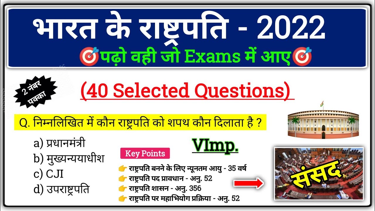 Polity Gk Questions | President of India | भारत के राष्ट्रपति | Top 40 Questions | lucent Gk Hindi