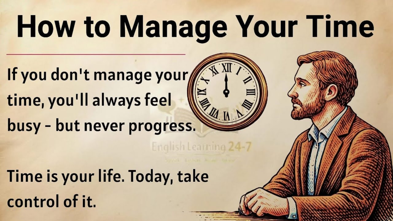 How to Manage Your Time -  10 Time Management Tips || Improve Your English Fluency ✅️ ESL Study