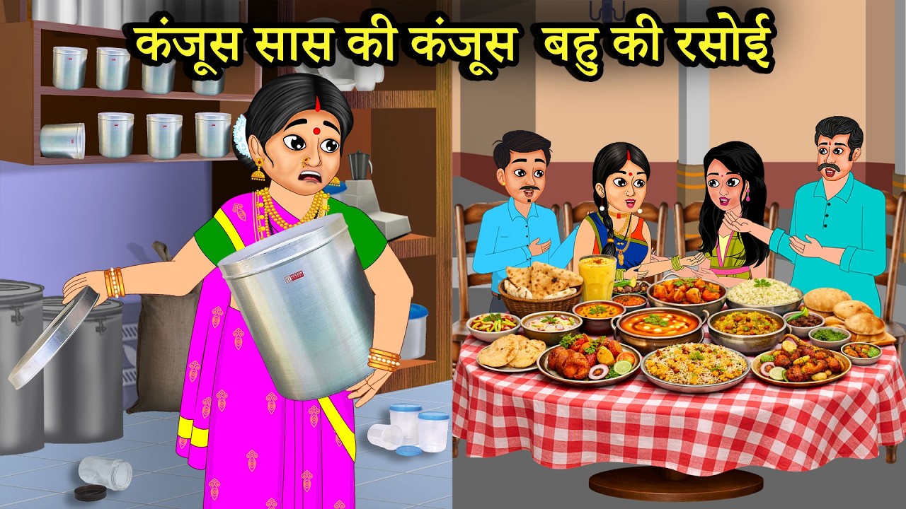 कंजूस सास की कंजूस  बहु की रसोई  | Cartoon Videos | Hindi cartoon story | Hindi Kahani | Sas Bahu