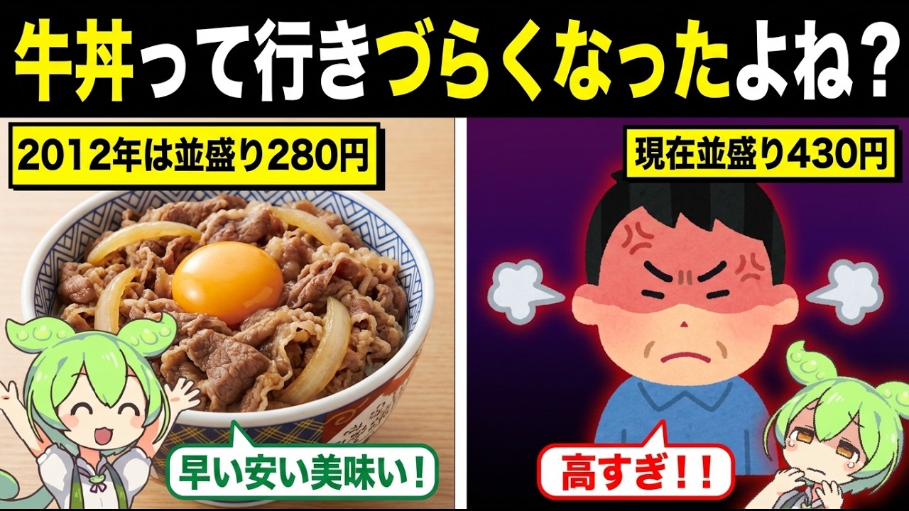 牛丼に行く人が減ったのはなぜか？【ずんだもん&ゆっくり解説】