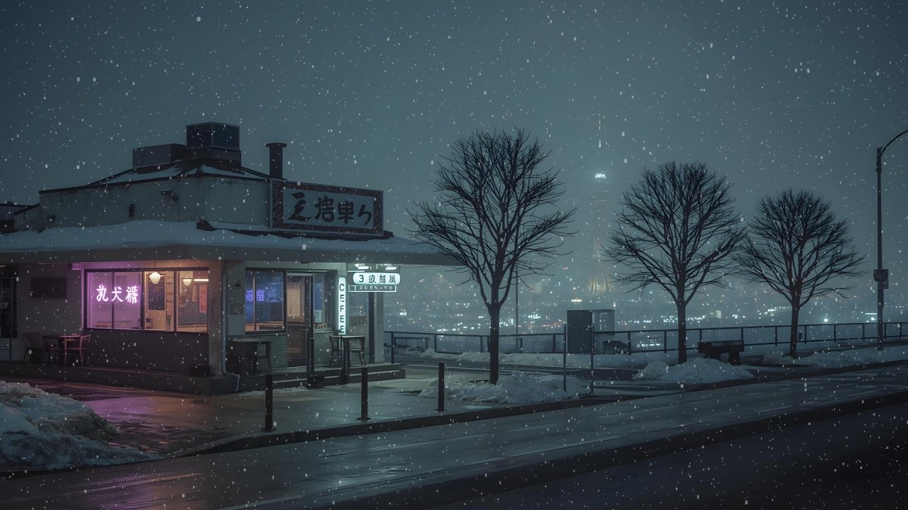 Tokyo Winter Night Café 🌨️ Gentle Snowfall Ambience for Sleep