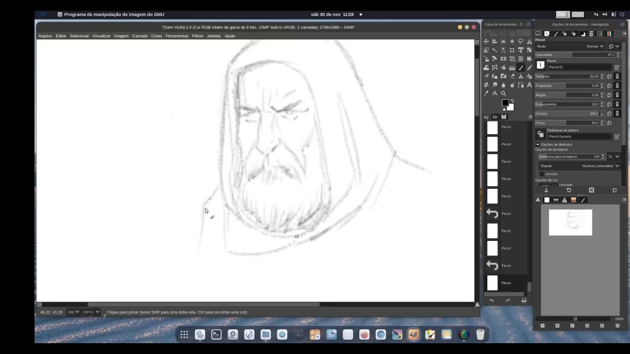 Esboçando desenho no GIMP -1 - Comentado