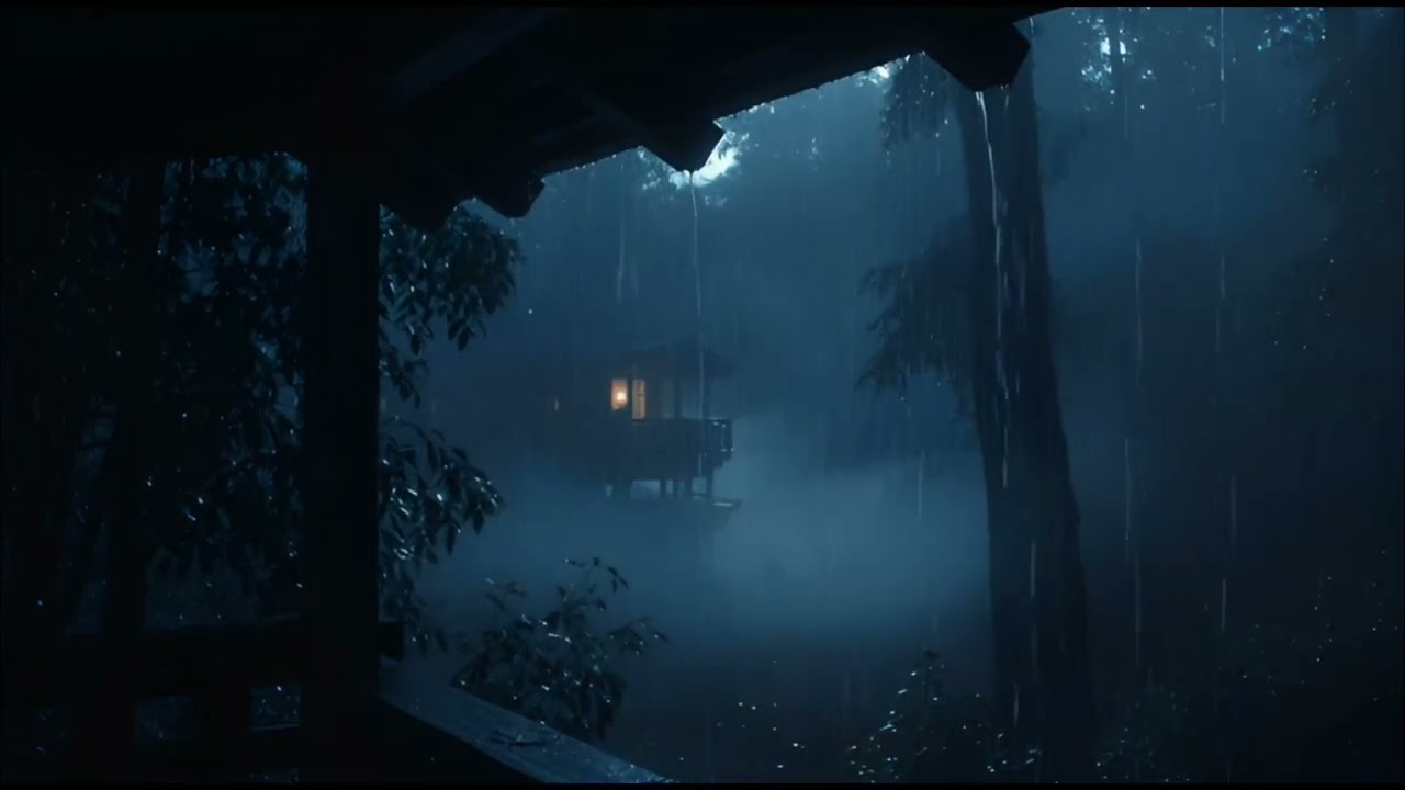 1 Hour Heavy Rain in the Forest | Black Screen Sleep ASMR