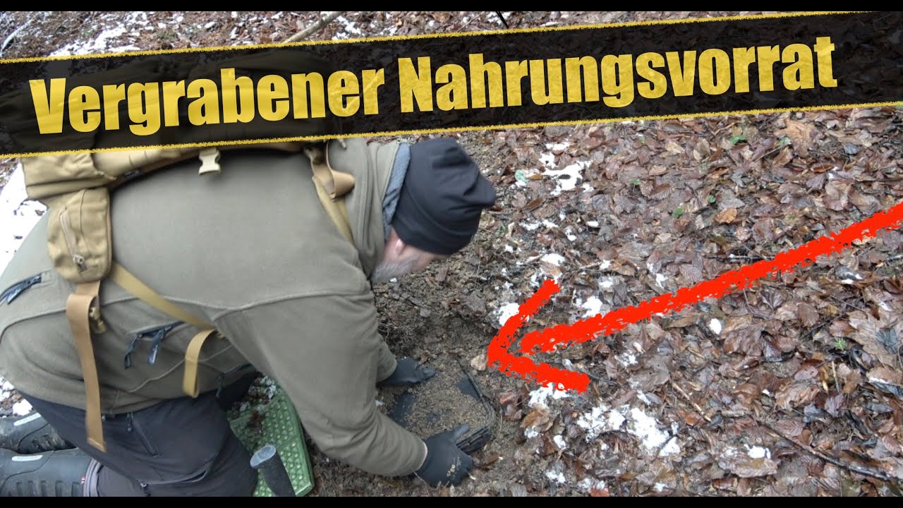 Vergrabener Prepper Nahrungsvorrat im Wald - Krisen Nahrung einbunkern