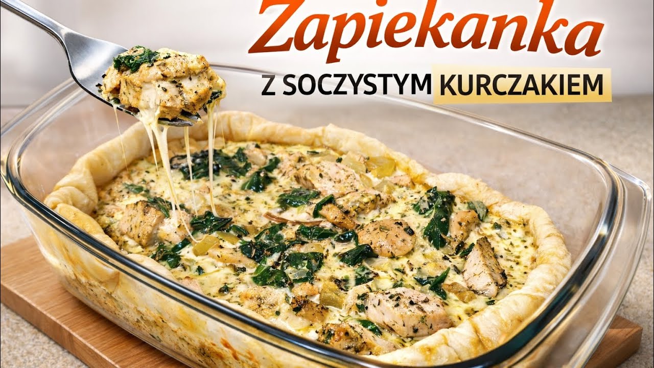 Zapiekanka z soczystym kurczakiem w ciescie francuskim – prosta i genialna
