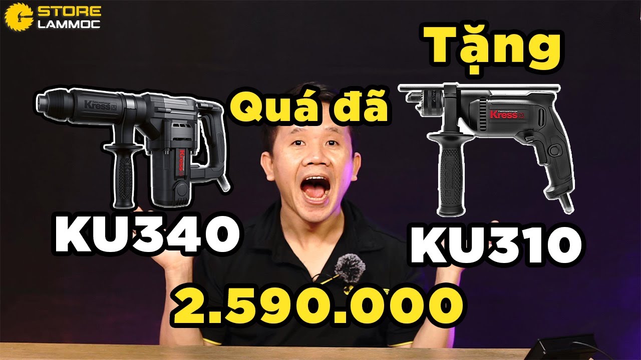 1121.07-Mua m&aacute;y đục Kress si&ecirc;u rẻ KU340 được tặng m&aacute;y khoan KU310 Gi&aacute; 2.590.000