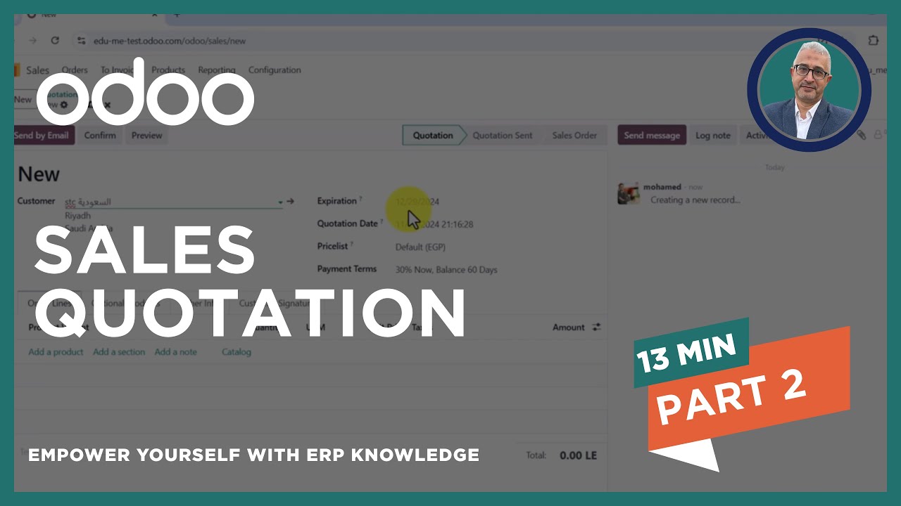 Create Sales Quotation at Odoo 18 - شرح تفصيلي لإنشاء عروض الأسعار على أودوو 18