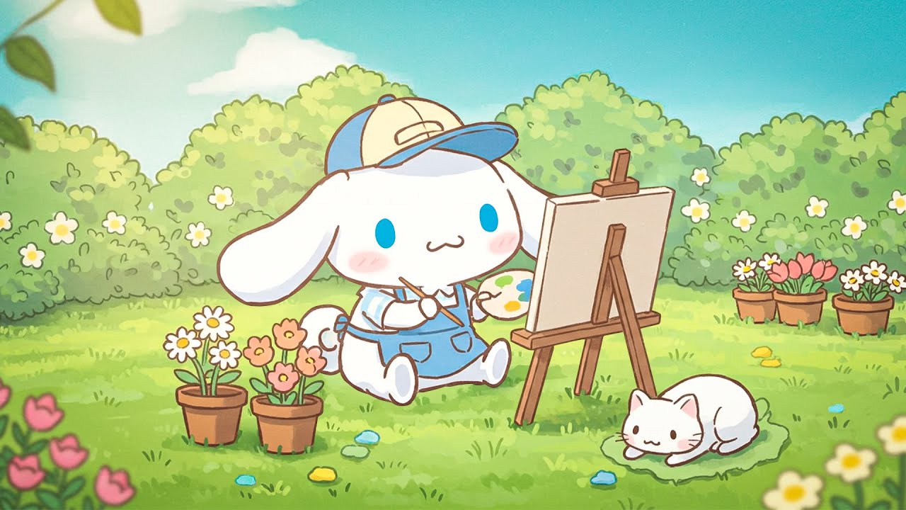 Cinnamoroll's Chill Drawing Vibes 🌼 Soft Lofi Beats for Work & Study Morning🎧 Soothing Lofi melody 🌸