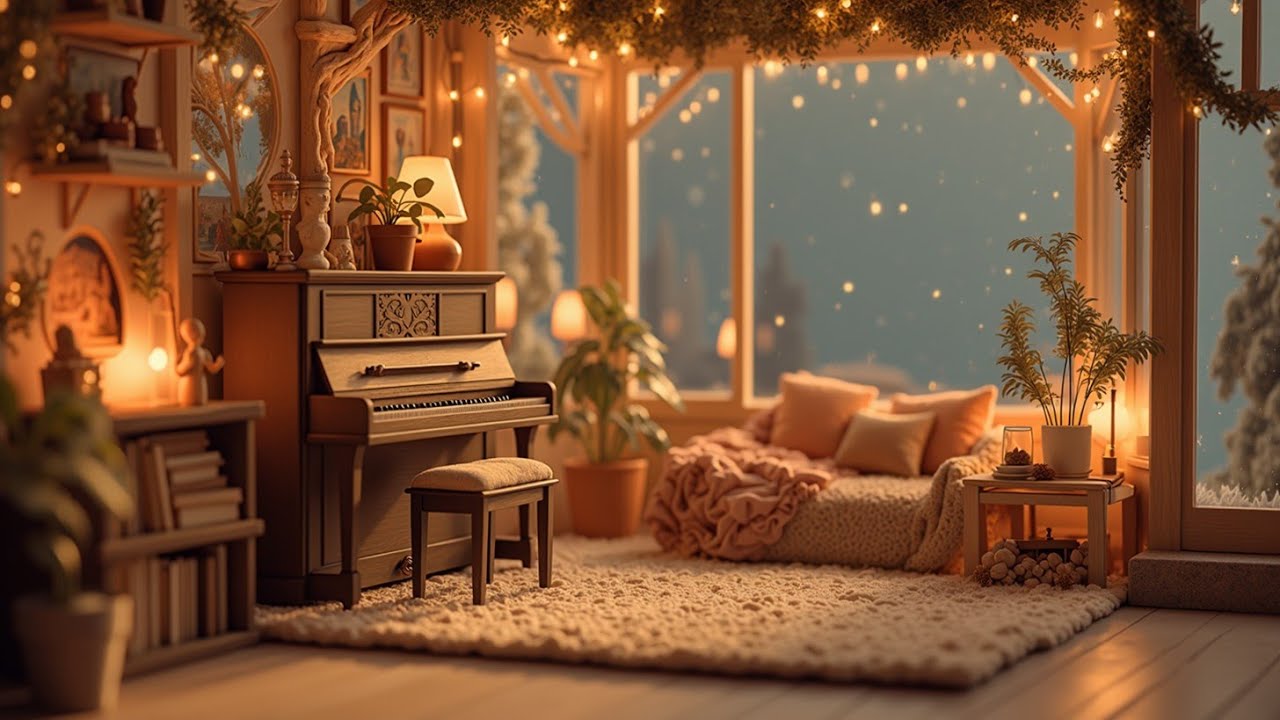 Cozy Winter Piano Lounge | Расслабляющая Музыка Снегопада и Теплая Атмосфера