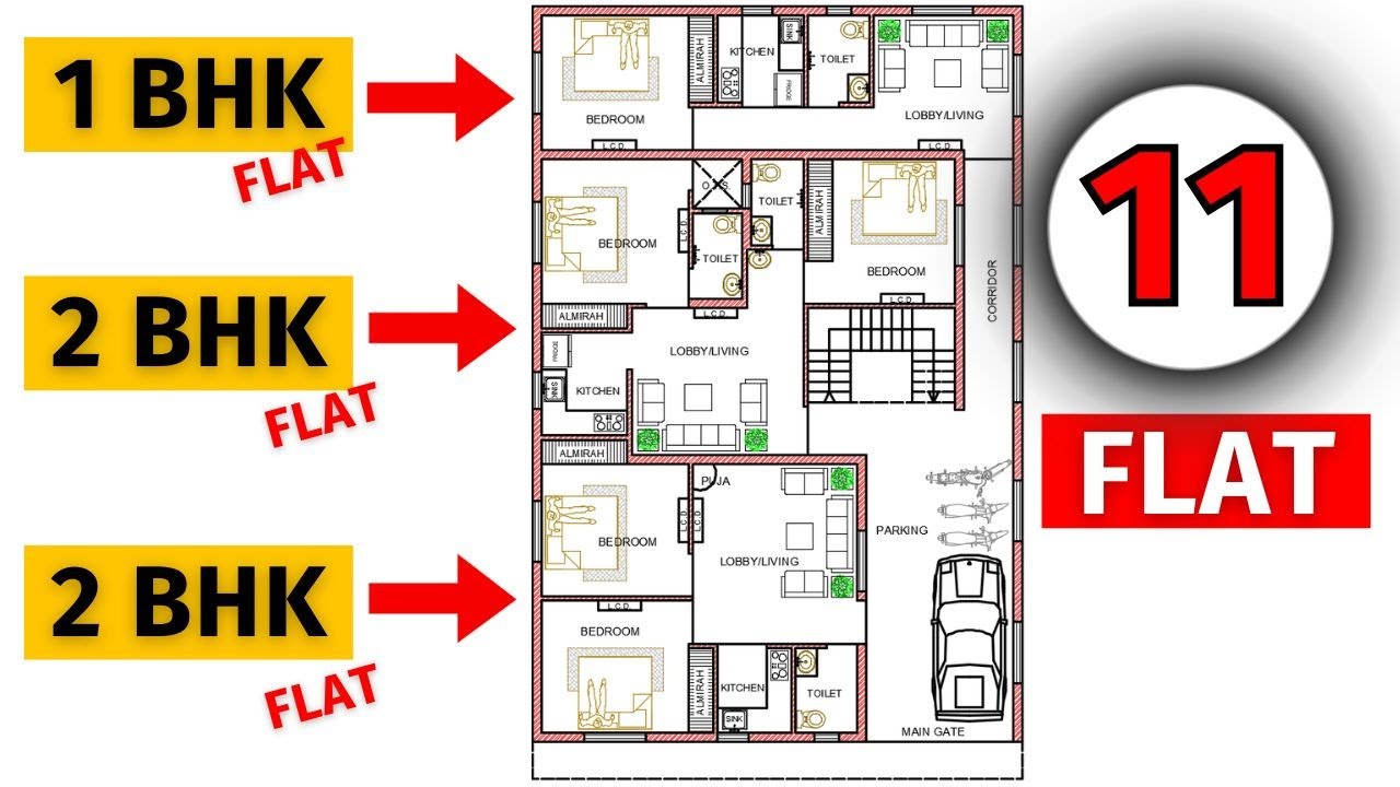 40*60 Rental House Plans | 1BHK and 2BHK Floor Plan | 2400 sq ft | 40*60 House Plan For Rent