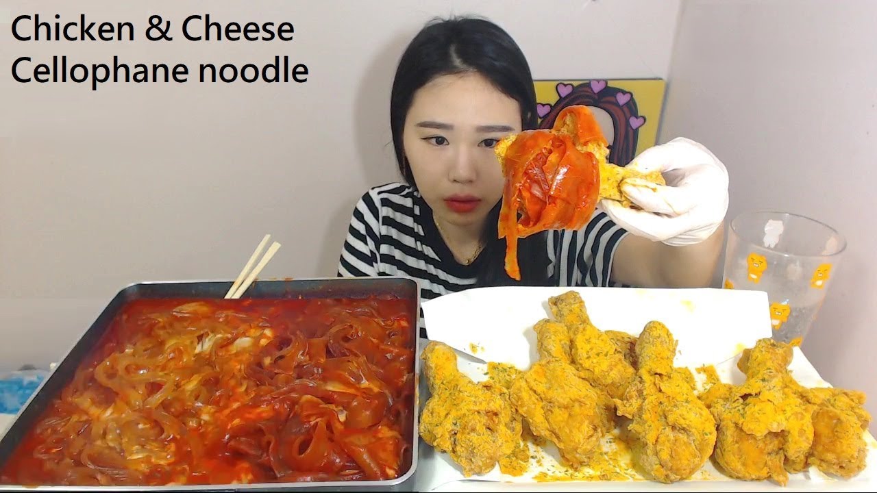 중국당면과 납작당면 뿌링클닭다리 먹방 吃播 Mukbang eating show 180522
