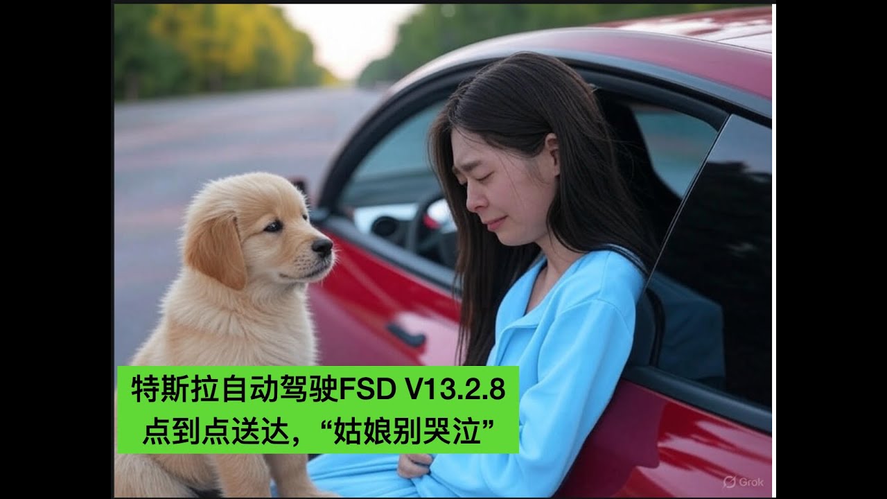特斯拉自动驾驶-FSD V13.2.8 ，点到点送达，清唱 “姑娘别哭泣”，希望每个人坚强勇敢面对生活！