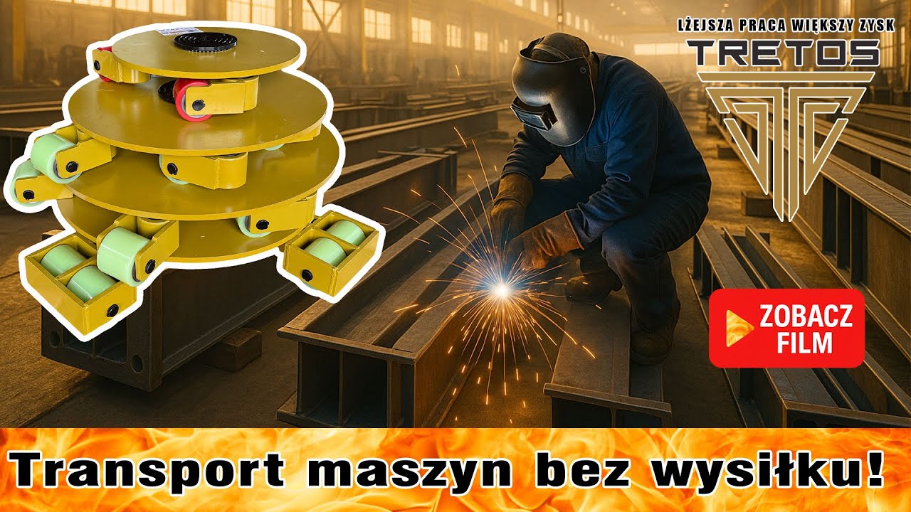 Transport maszyn bez wysiłku – Rolki Delta TRETOS 3-10 t, obrót 360°, posadzka bez rys | Test 4K