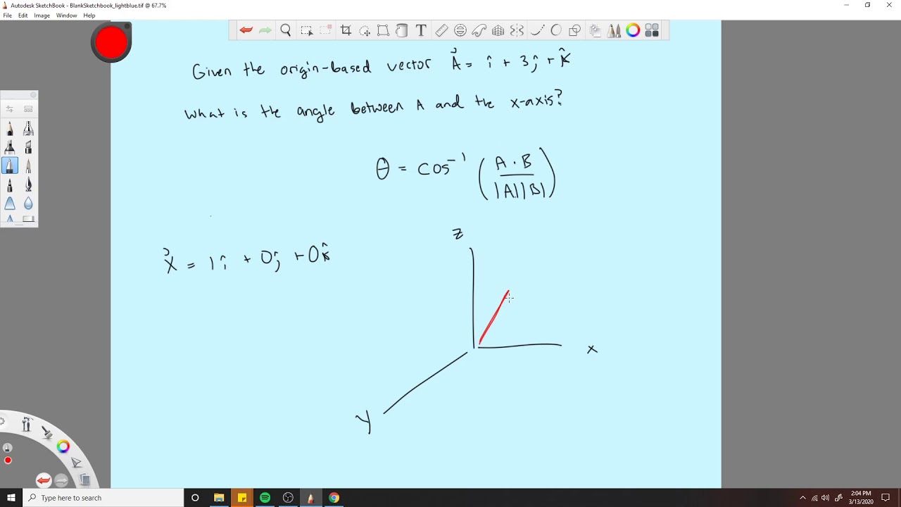 Angle between vector and Axis