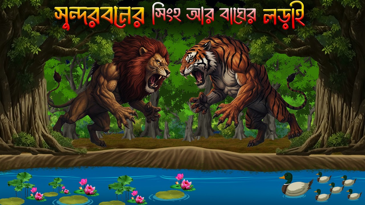 সুন্দরবনের সিংহ আর বাঘের লড়াই।sundarban cartoon sundarban cartoon bangla।sundarban bangla cartoon