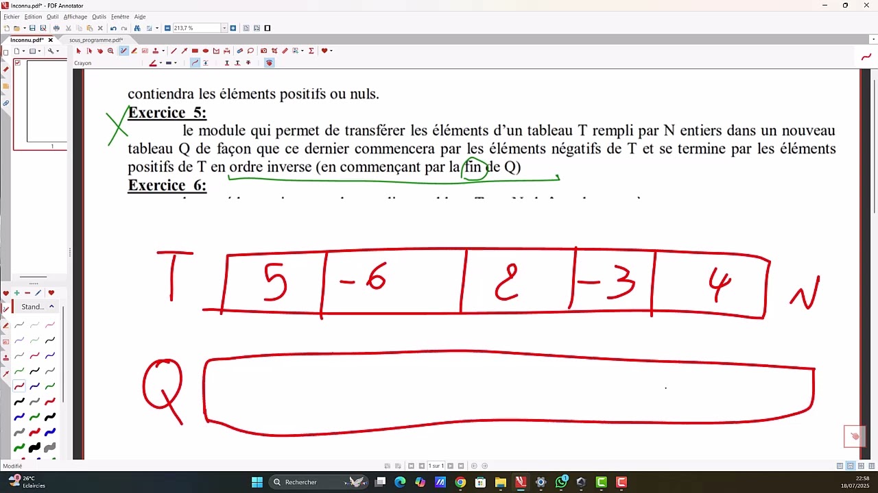 Correction d’exercices algorithmiques – Tableaux : transfert, chaînes, | Bac Scientifique Info