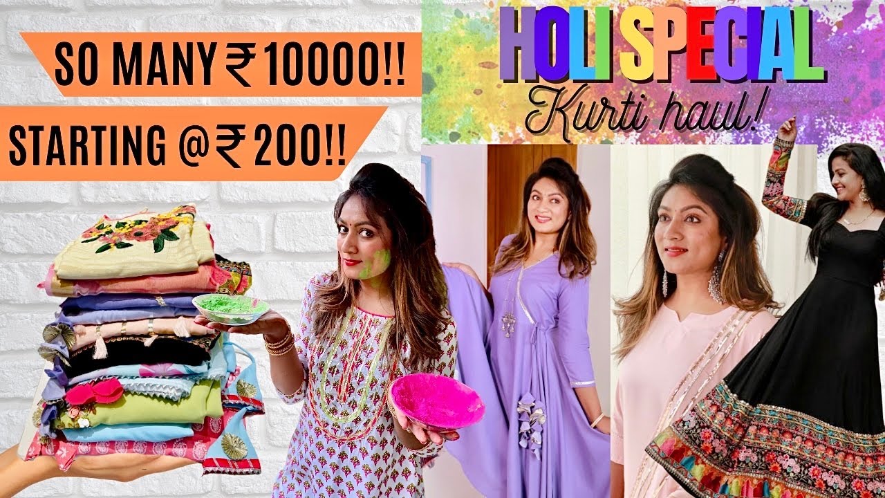 Holi || Bought SO many Kurtis Palazzo jewelry for ₹10000! || Stylish Trending Amazing || Ashtrixx