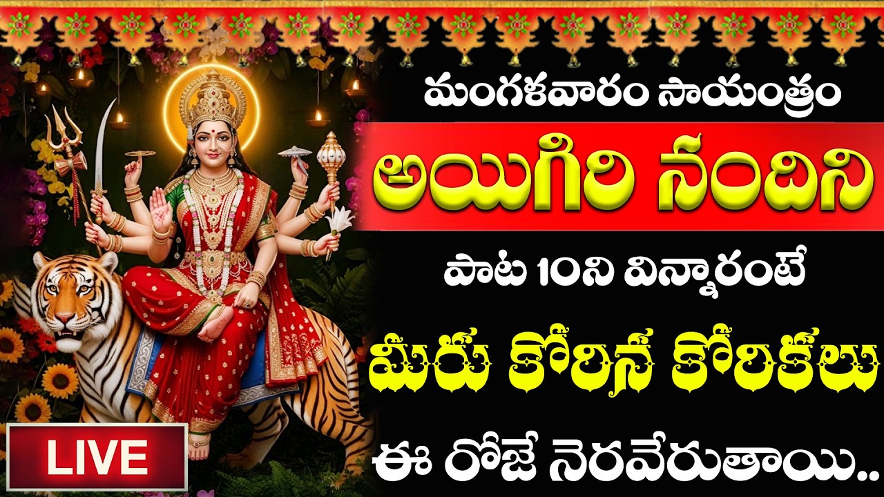 LIVE | అయిగిరి నందిని మంగళవారం సాయంత్రం పూజ చేస్తూ వింటే మీ దోషాలన్నీ తొలిగిపోయి సంతోషంగా ఉంటారు