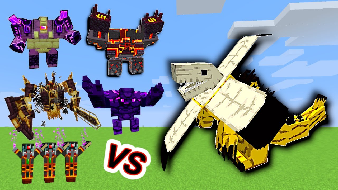 Bananazilla SCP-2761 Vs. Netherite Monstrosity and L'_Ender's Cataclysm Mobs | Minecraft Mob Battle