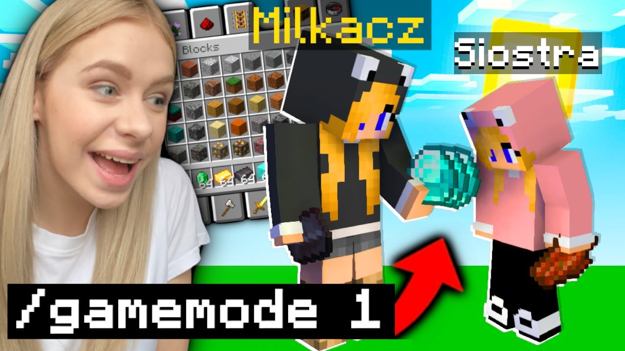 TROLLUJĘ SIOSTRĘ na GAMEMODE 1 w MINECRAFT! (śmieszne)