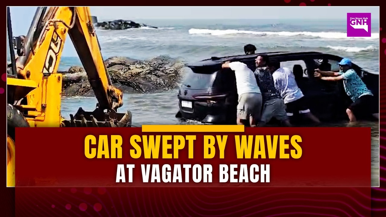 Car Swept Away by Waves at Vagator Beach, Driver Detained