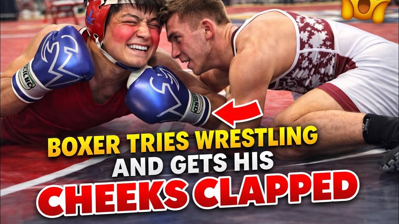 boxer tries wrestling and gets his cheeks clapped😬 (Sanford Wrestling Annual Tournament)