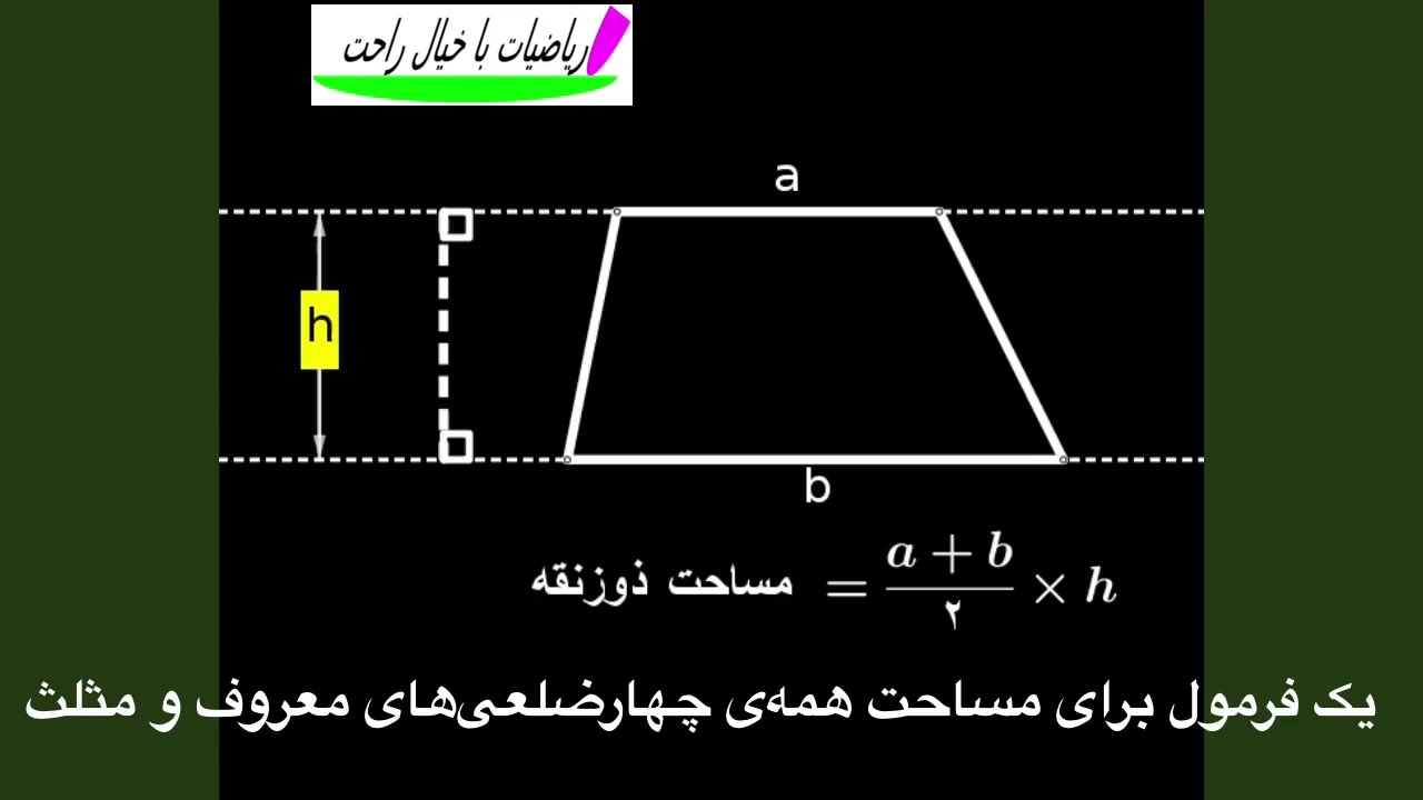 یک فرمول برای مساحت همه چهار ضلعی های معروف ومثلث کافی است