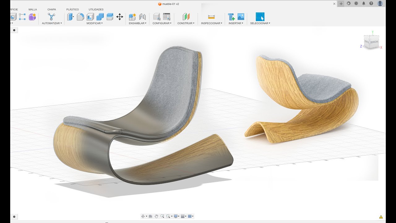 Fusion 360: Silla orgánica en madera plegada