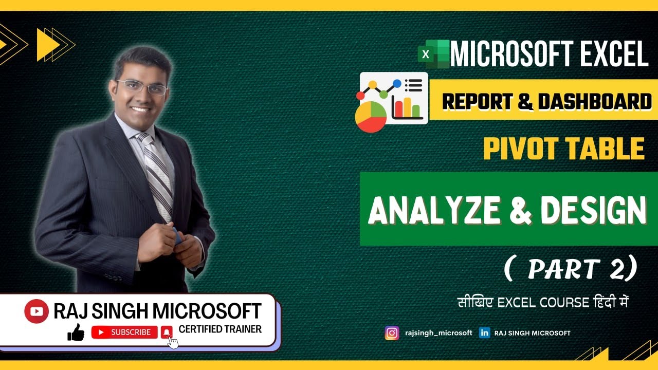 How to Analyze and Design Data in PIVOT TABLE for Excel | Raj Singh Microsoft | Video No. 2