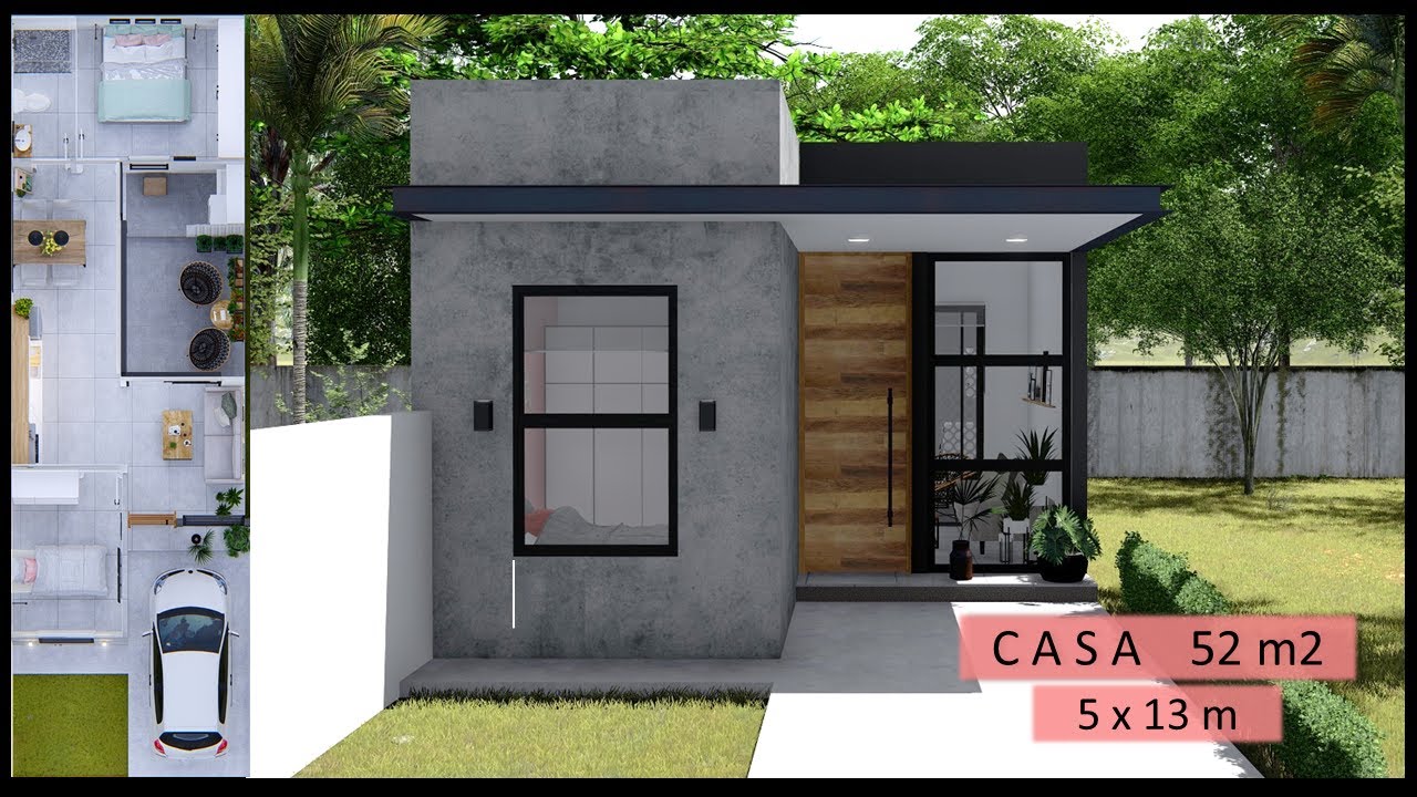 Casa pequeña 5x13 - 2 habitaciones - un nivel 52m2