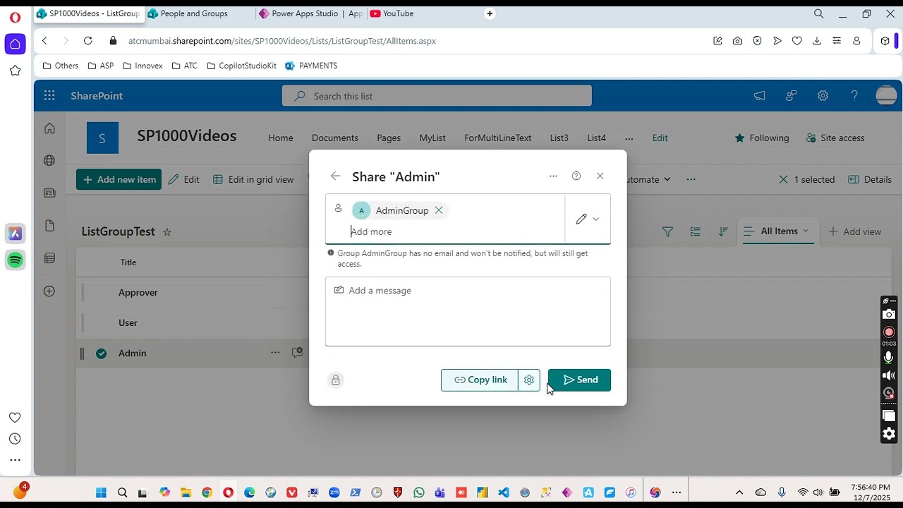 Урок 694 &mdash; SharePoint Group для управления доступом &mdash; Power Apps 1000 Видео