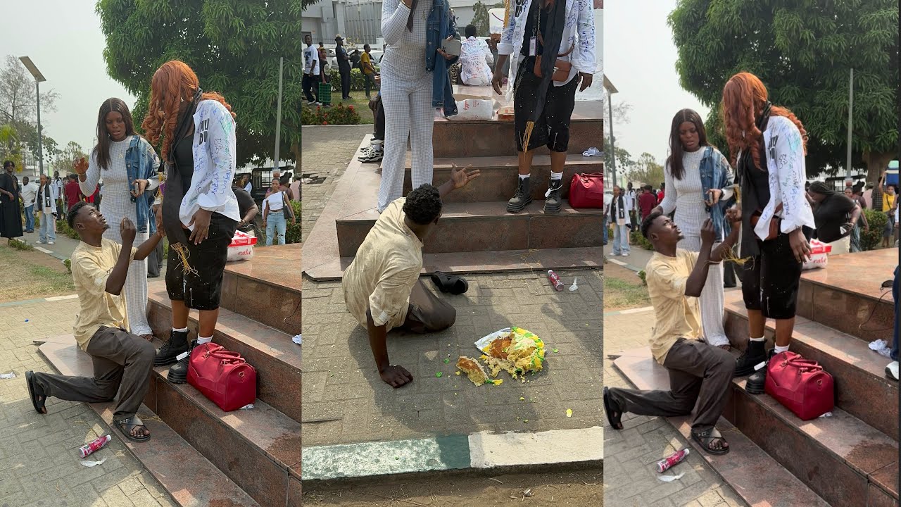 Bricklayer went to surprise his girlfriend he sponsored in school but she rejected him as he propose