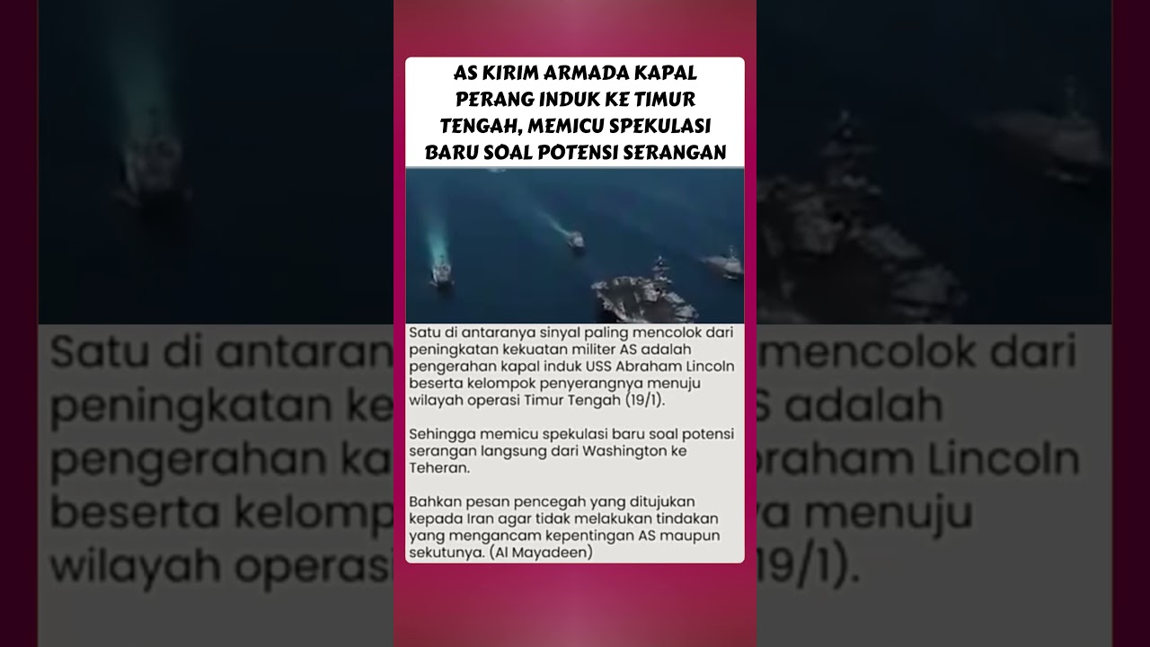 Pengerahan kapal induk USS AS, memicu spekulasi baru soal potensi serangan 
