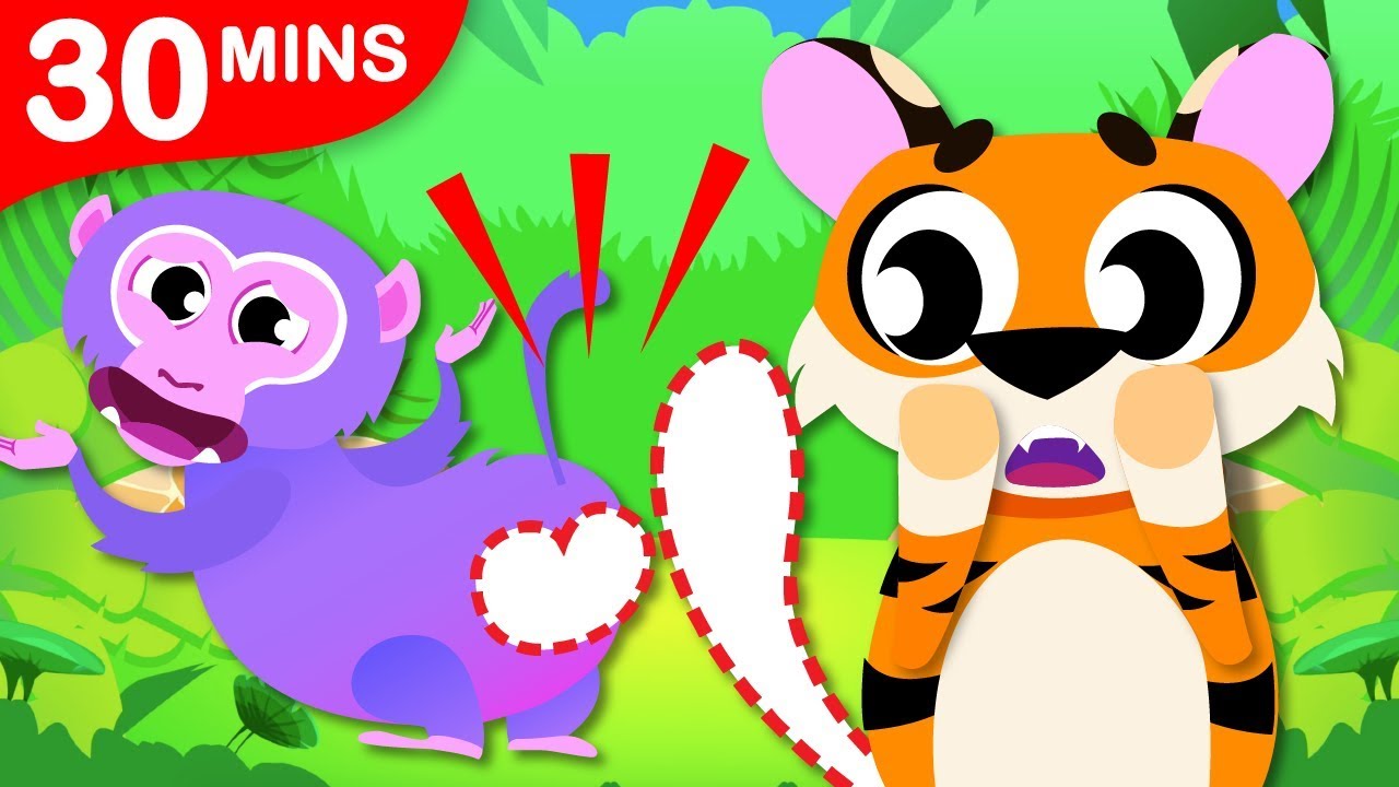 Where is My Tail? | Where is my Bum? | Can You Help Tiger Boo Boo and Looney Baboon? By Little Angel
