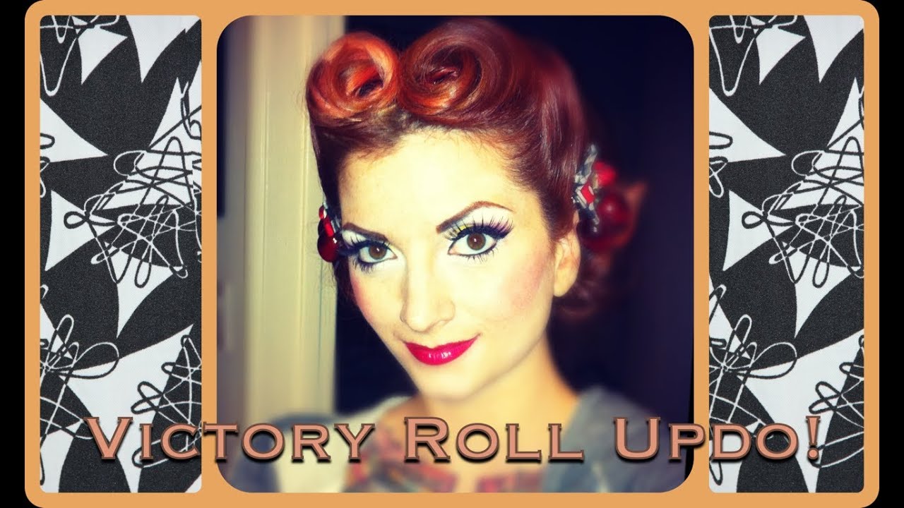 Vintage Hair Center Part Victory Roll Updo Tutorial by CHERRY DOLLFACE