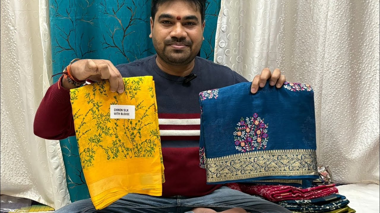 వామ్మో చీరలే చీరలు 🌹🌹 ఎన్నో రంగులు ఉన్నాయి,chiffon,#trending#super #work #బ్యూటీ#colours#saree#new 