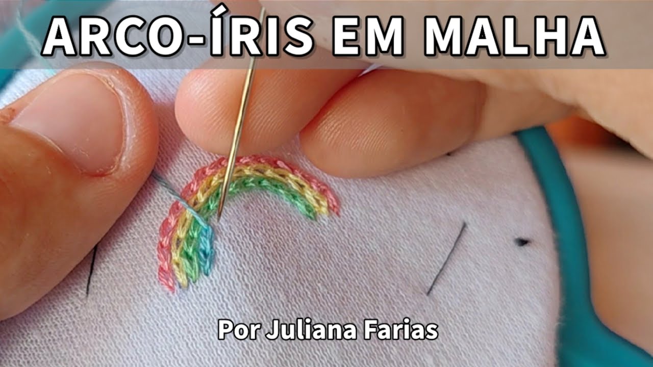 Bordar Arco-íris em malha