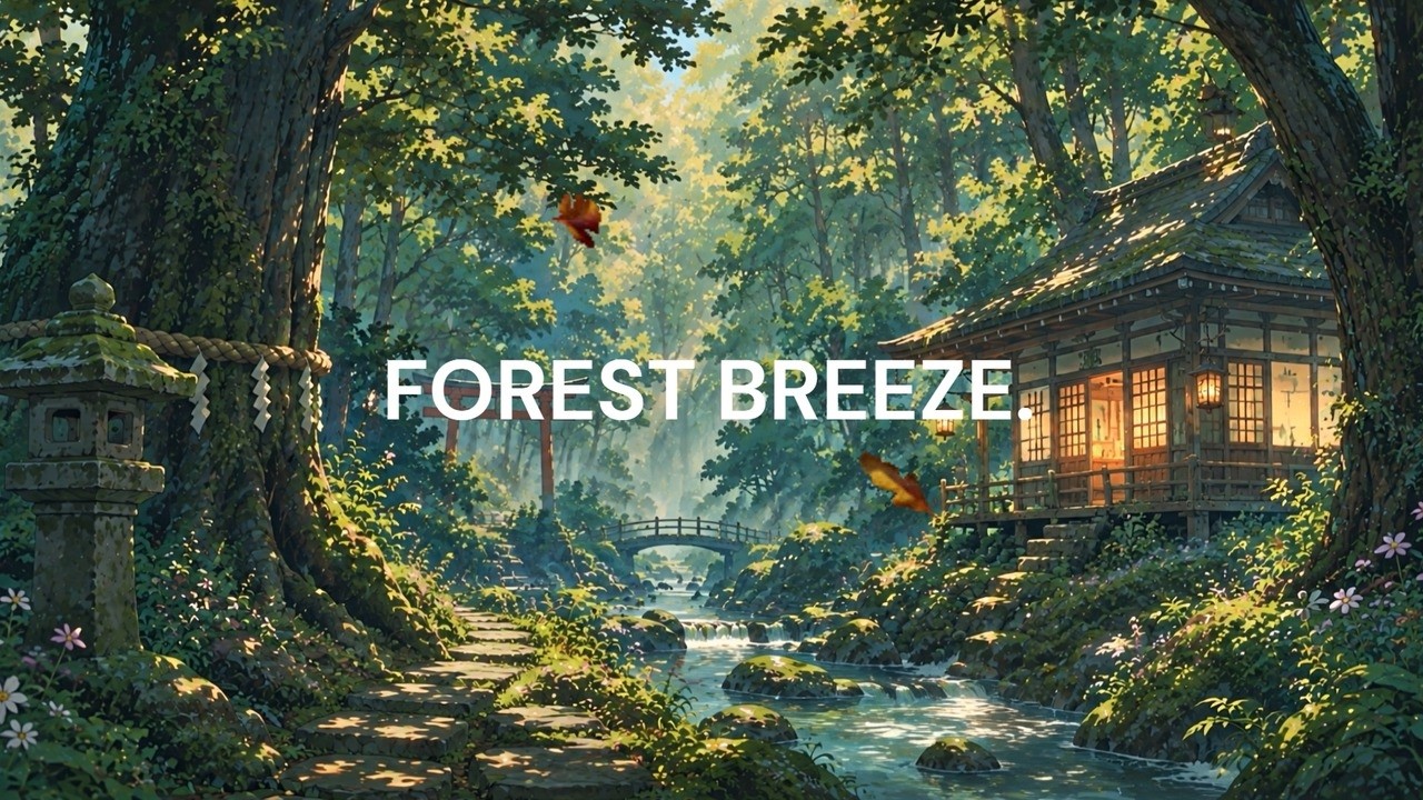 Forest Breeze 🌿 Japanese Anime Nature Ambience for Study | 90 Minutes