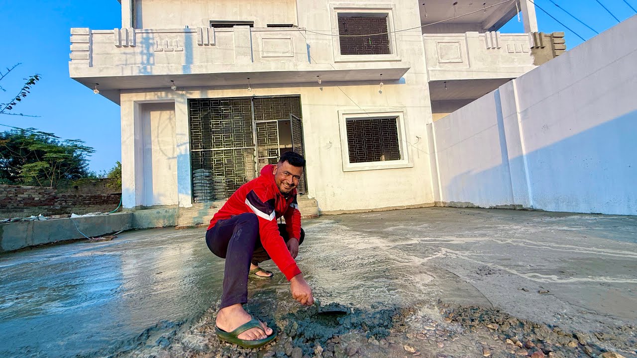 Farmhouse ki car garage ki rough Flooring ho gai